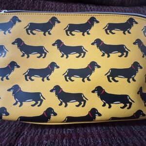 2 Dachshund Print Yellow Zip Pouch—Marco Tetro